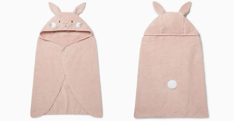 organic bunny hooded towel for kids